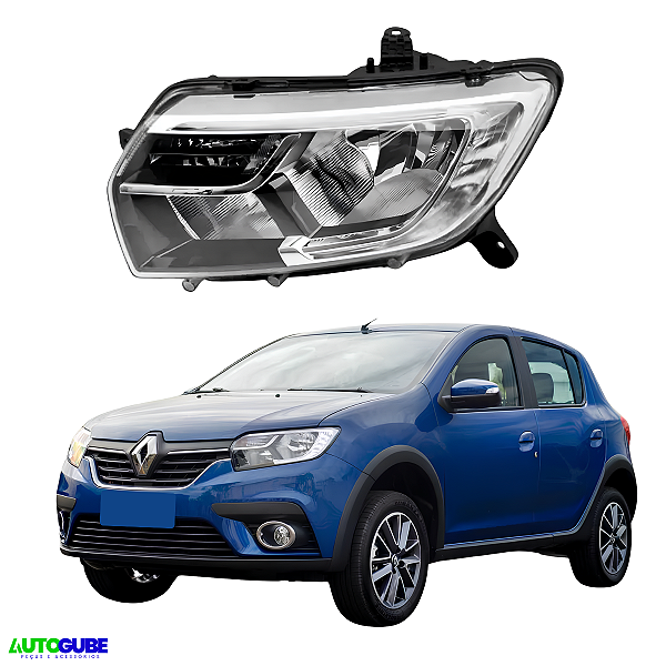 Farol Sandero Logan 2020 2021 2022 Com Led Lado Esquerdo