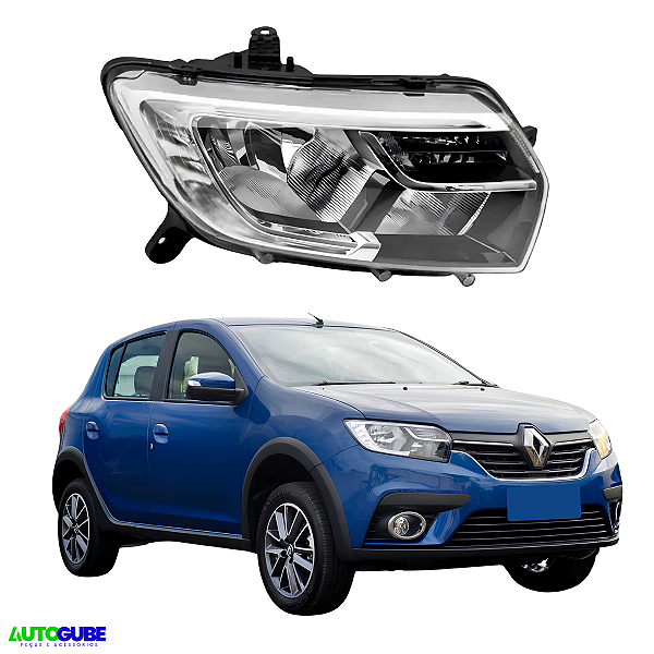 Farol Sandero Logan 2020 2021 2022 Com Led Lado Direito