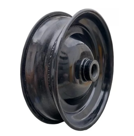 Roda Aro 8 P/ Carrinho de Mão – Preta – Rolamento de Rolete Nylon 1”
