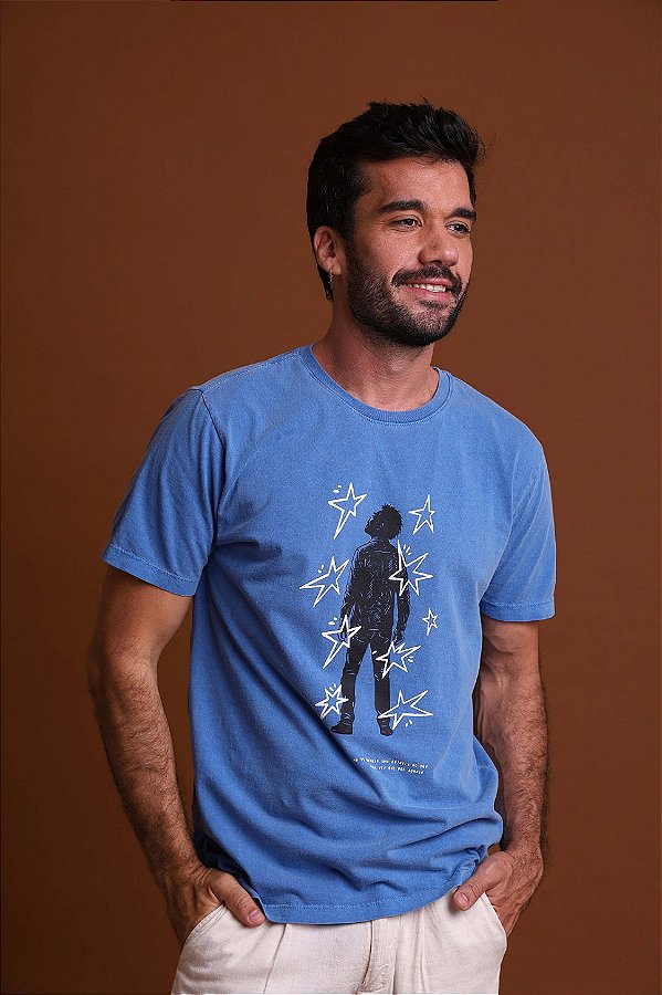 Camiseta Azul estonada -Estrela-Gilberto gil
