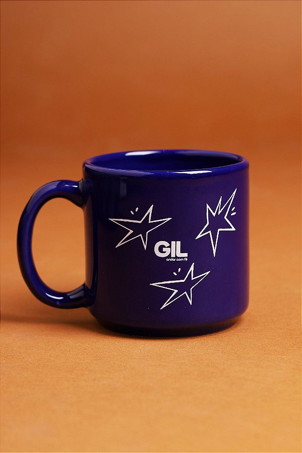 Caneca Azul estrela Gil Andar com fé - Gilberto Gil