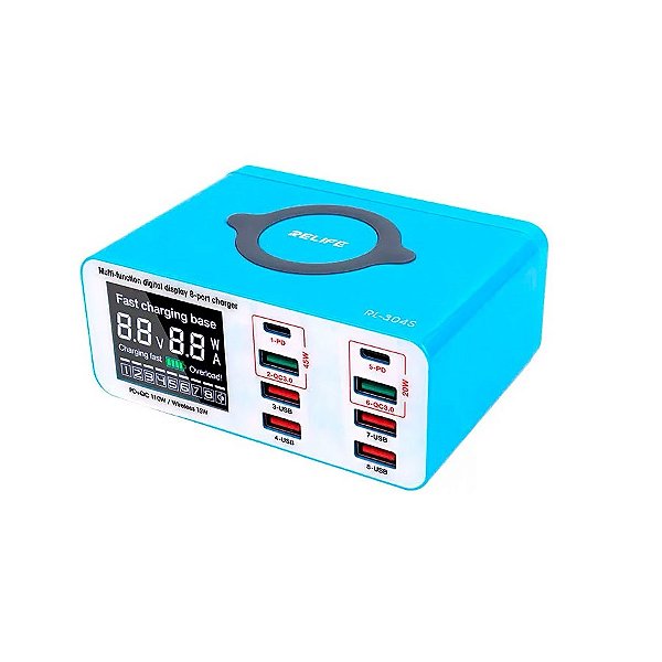 USB CHARGER RL-304S RELIFE 8 PORTAS WIRELESS