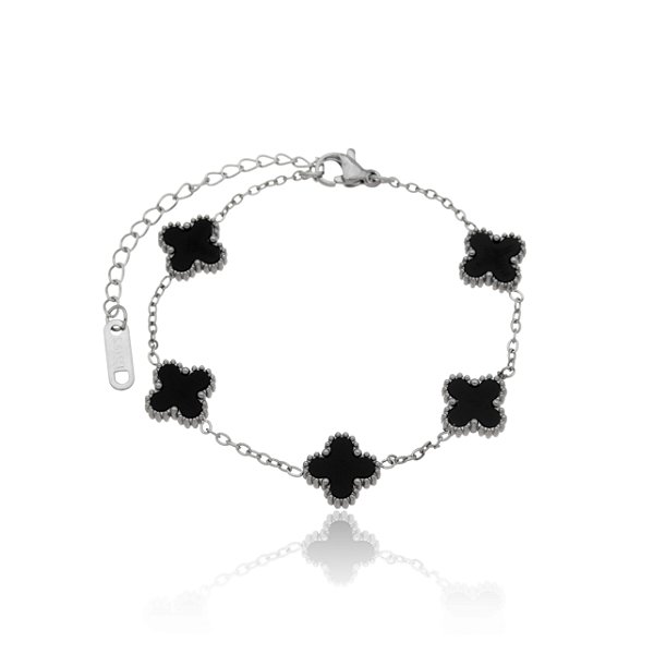 Pulseira de trevo- aço inox