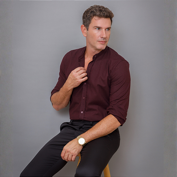 Camisa Verona Gola Padre Manga Longa de Algodão