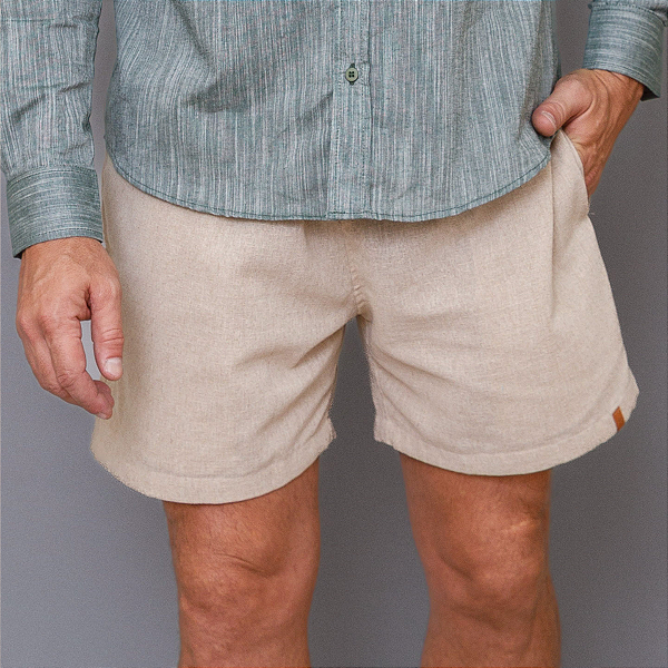 Short Malibu com Elástico e Cordão Areia