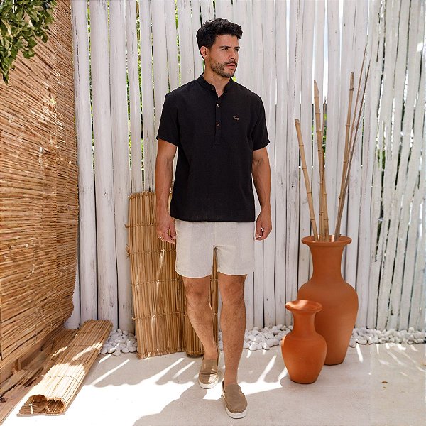 Bata Trigal de Algodão Preta