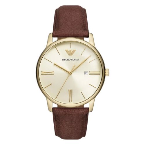 Relógio Empório Armani Masculino - Minimalist Dourado de Couro - AR11610B1.C1NX