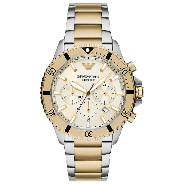 Relógio Empório Armani Masculino - Diver Cronógrafo Bicolor - AR11606B1.C1SK