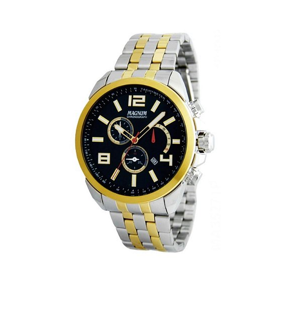 Relógio Magnum Masculino Cronógrafo - Bicolor com Fundo Preto - MA35271P