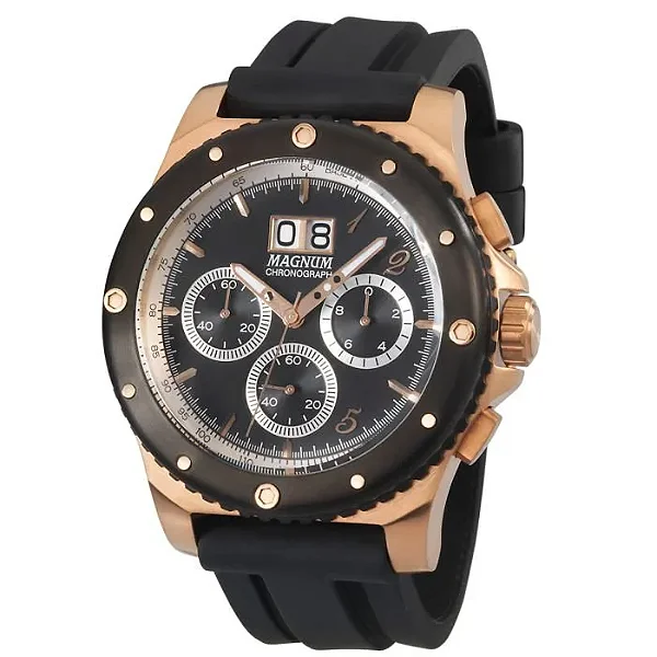 Relogio Magnum Masculino - Pulseira Silicone Preta - MA33746P