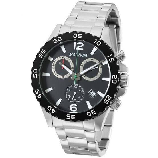 Relógio Magnum Masculino Sports - Prata com Fundo Preto - MA34398G