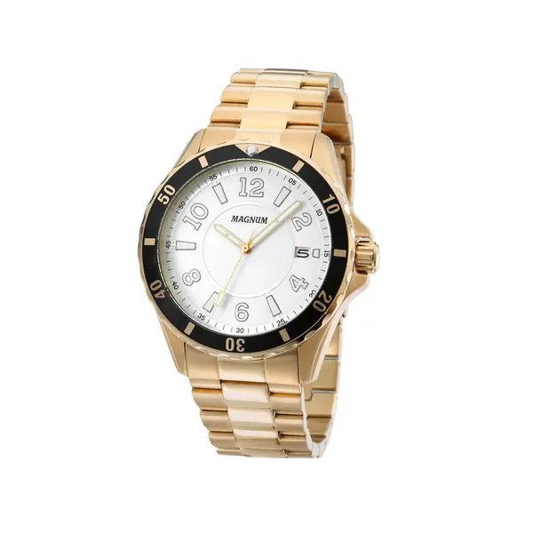 Relógio Magnum Masculino Business - Dourado com Mostrador Branco - MA34521H