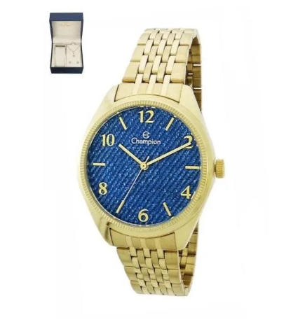 Relógio Champion Feminino - Dourado com Fundo Azul - CN25172K