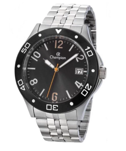 Relógio Champion Masculino - Prateado com Fundo Preto - CA31195T