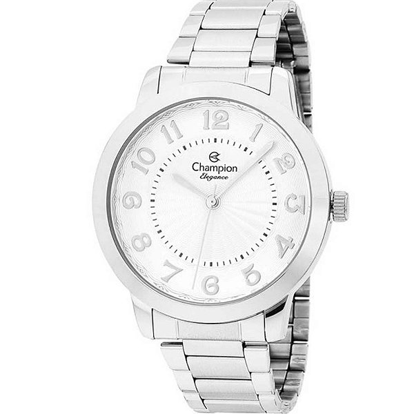 Relógio Champion Feminino Elegance - Prata com Mostrador Branco e Numeral - CN25118Q
