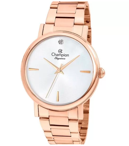Relógio Champion Feminino - Rosê com Pedra Única - CN25896Z