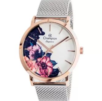 Relógio Champion Feminino - Rosê com Fundo Floral - CN20739Z