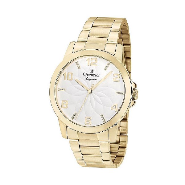 Relógio Champion Feminino Elegance - Dourado com Fundo Branco - CN24271H