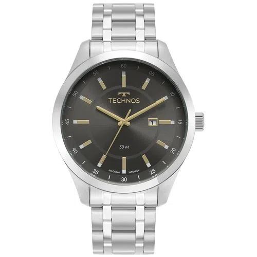 Relógio Technos Masculino Steel - Prata com Fundo Preto