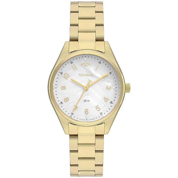 Relógio Technos Feminino Boutique - Dourado com Fundo Madre-pérola Numeral