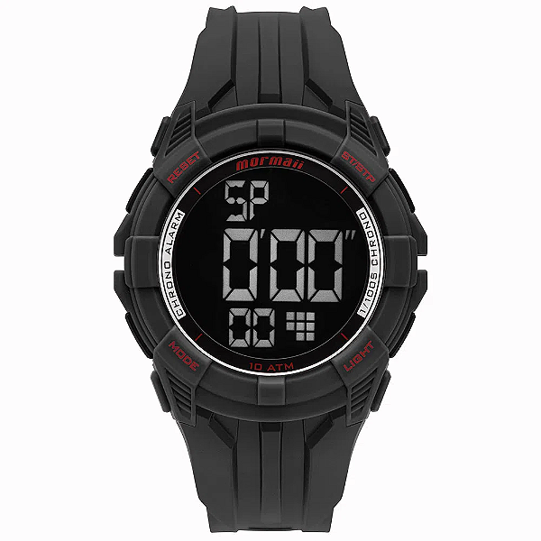 Relógio Mormaii Masculino Digital Wave - Preto com Detalhes Vermelho no Mostrador - MO18771AC/8R