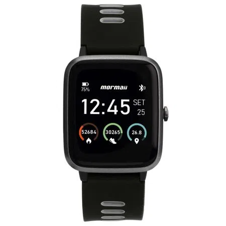 Relógio Mormaii Smartwatch Life Unissex Full Display GPS Preto - Preto com Pulseira de Silicone Preta - MOLIFEGAA/8C