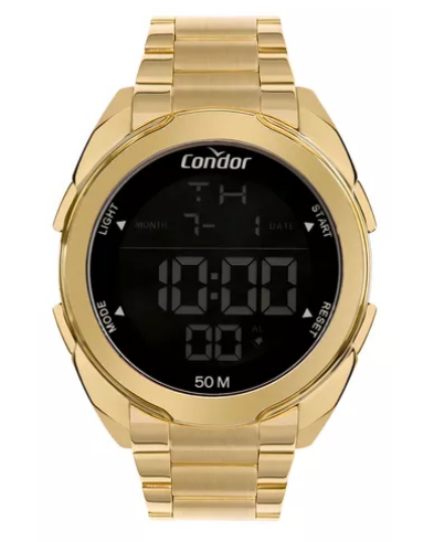 Relógio Condor Masculino - Dourado Digital - COBJK006AB-7D