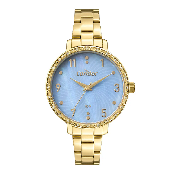 Relógio Condor Feminino - Dourado com Mostrador Madrepérola Azul - CO2036MXA-4A