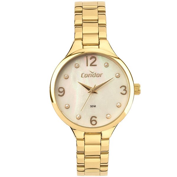 Relógio Condor Feminino - Dourado com Mostrador Madrepérola Bege - CO2036MWS-4X