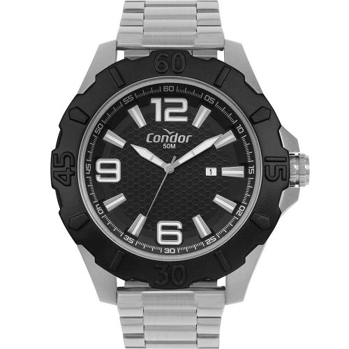 Relógio Condor Masculino - Preto com Pulseira Prata - COPC32EX-7K