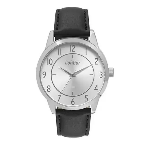 Relógio Condor Masculino - Prata com Pulseira de Couro Preta - COPC21AEDZ-2K