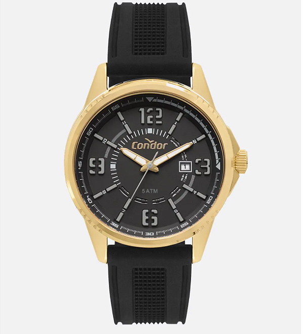 Relógio Condor Kit Masculino - Dourado com Pulseira Silicone - CO2115KVI-K2P