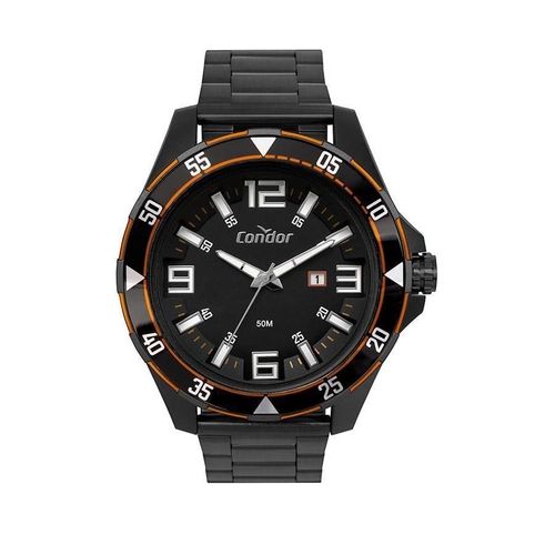 Relógio Condor Masculino - Black Oversized com Detalhes Laranja - COPC32EK-7P