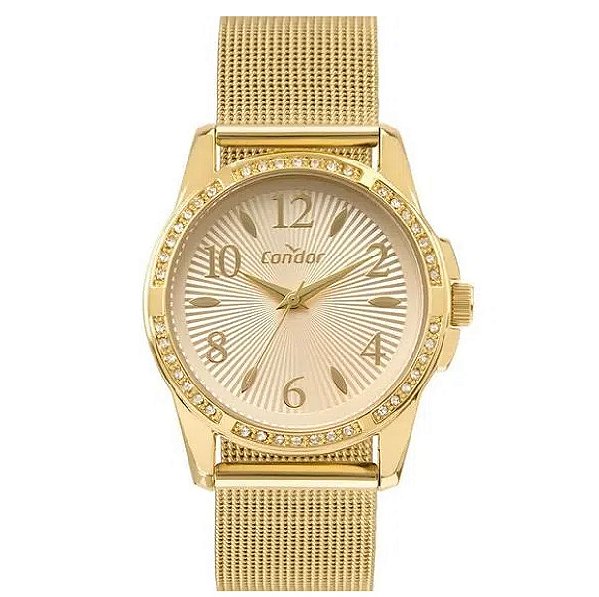 Relógio Condor Feminino - Dourado com Fundo Bege - CO2036MWG-4D