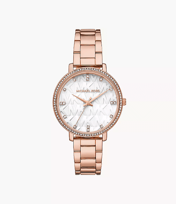 Relógio Michael Kors Feminino - Rosê com Pedras na Coroa e Mostrador - MK4594.1JN