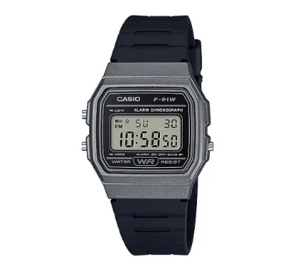 Relógio Casio Vintage Digital - F-91WM-1BDF - Preto com Caixa Cinza