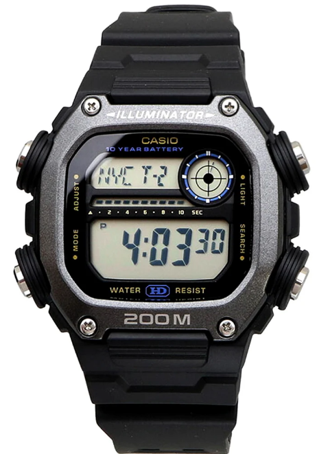 Relógio Casio Standard Digital - DW-291HX-1AVDF - Preto com Catraca Prata e Mostrador Preto
