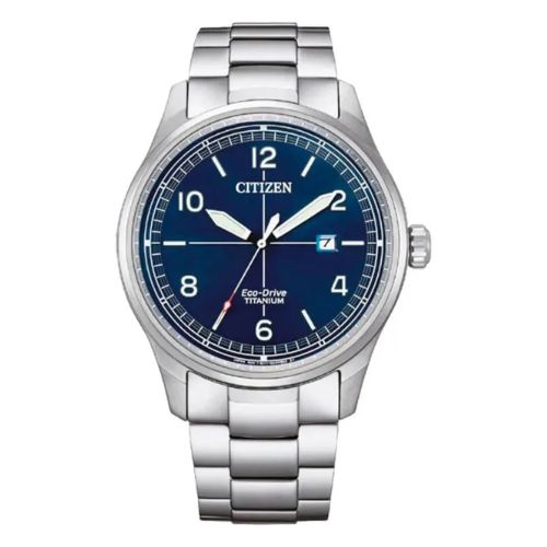 Relógio Citizen Masculino Super Titanium Eco-Drive - Prateado com Fundo Azul - TZ21223F
