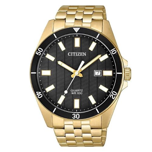 Relógio Citizen Masculino - Dourado com Fundo Preto e Calendário - TZ31114U