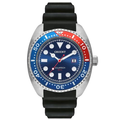 Relógio Orient Masculino - SolarTech Prateado com Mostrador Azul - MBSP1037.D1PX