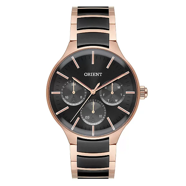 Relógio Orient Feminino Cerâmica Multifunção Rosê - MTSKM004.P1RP