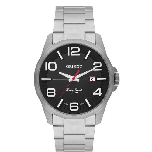 Relógio Orient Masculino - Prata com Mostrador Preto e Calendário - MBSS1289.P2SX