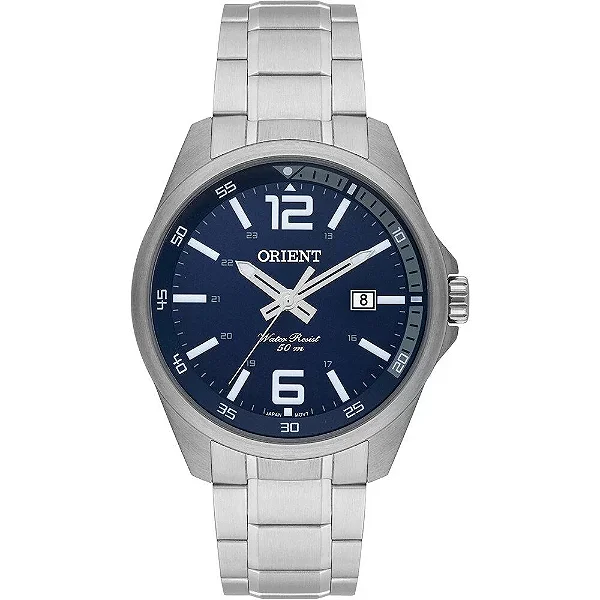 Relógio Orient Masculino - Prata com Mostrador Azul e Calendário - MBSS1275.D2SX