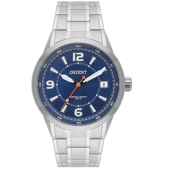 Relógio Orient Masculino Esportivo - Prata com Mostrador Azul e Calendário - MBSS1269.D2SX