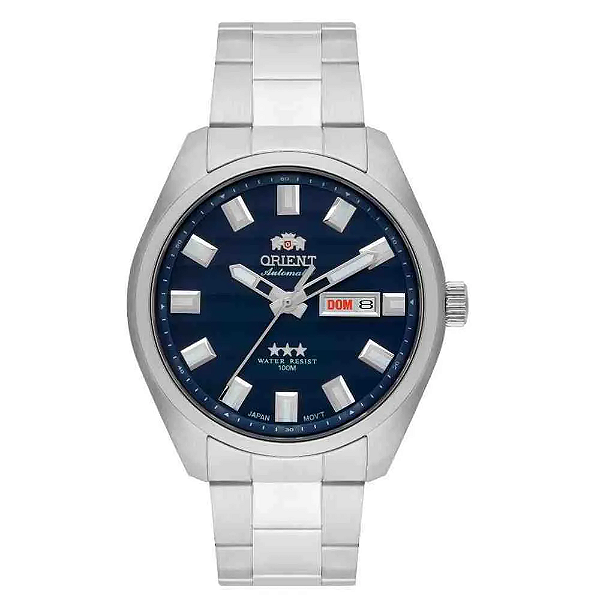 Relógio Orient Masculino Automático - Prata com Mostrador Azul e Calendário - 469SS075F.D1SX