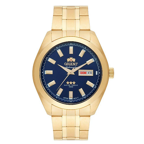 Relógio Orient Masculino Automático - Dourado com Mostrador Azul e Calendário - 469GP075F.D1KX