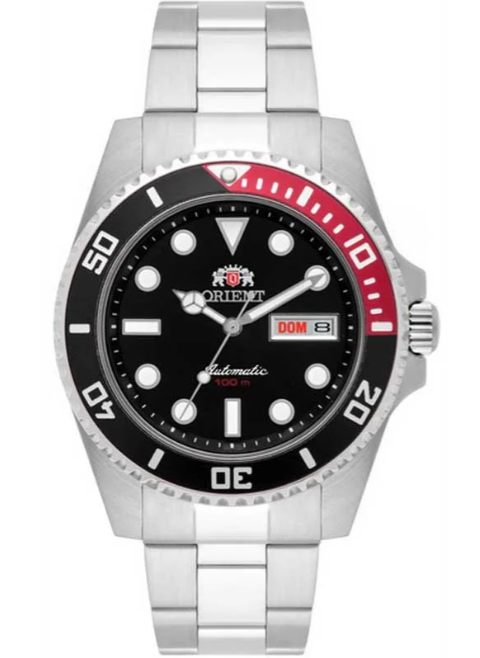 Relógio Orient Masculino Coke - Prata com Mostrador Preto e Calendário - 469SS068F.P1SX