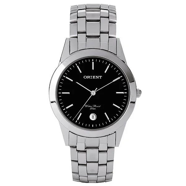 Relógio Orient Masculino - Prata com Mostrador Preto e Calendário - MBSS1004A.P1SX