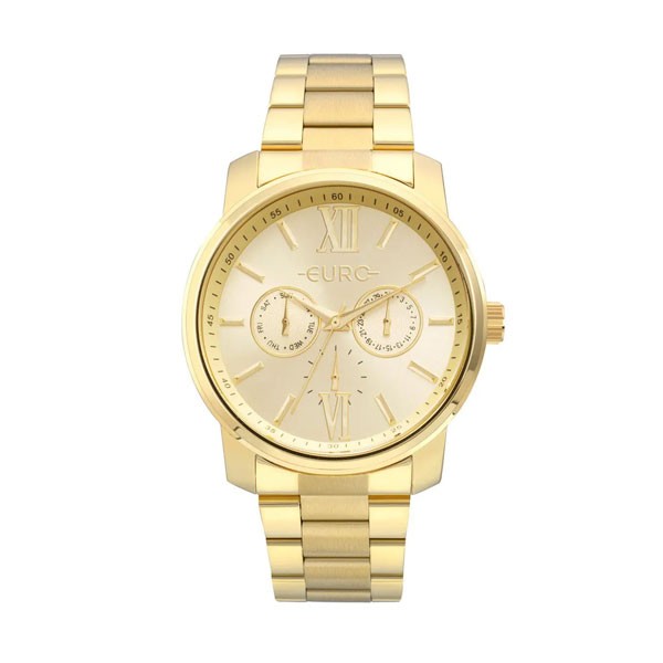 Relógio Feminino Euro Multiglow - Dourado com Fundo Bege