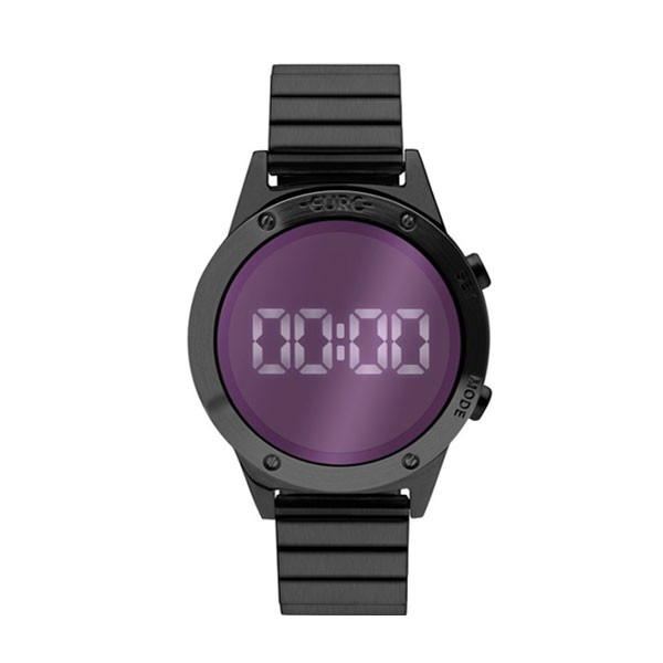 Relógio Euro Feminino Fashion Fit Digital - Preto com Fundo Roxo
